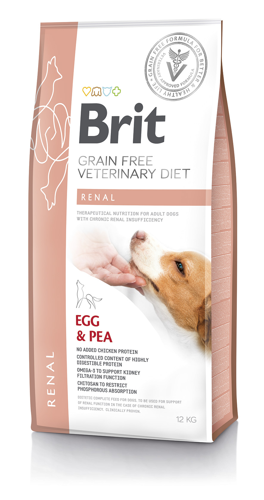 Brit Veterinary Diets Dog Grain Free Renal, żółty groszek i jajka, 12 kg Dietetyczna karma dla psów z zaburzeniami funkcji nerek