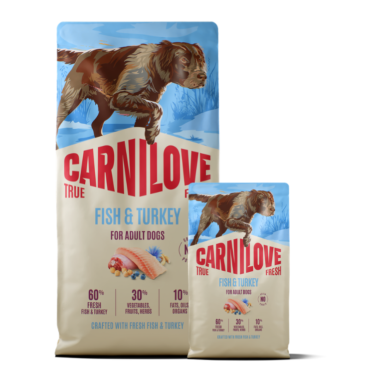 Promocja: 12kg + 4kg CARNILOVE TRUE FRESH Dog Dry Fish & Turkey for Adult All Breeds w atrakcyjnej cenie