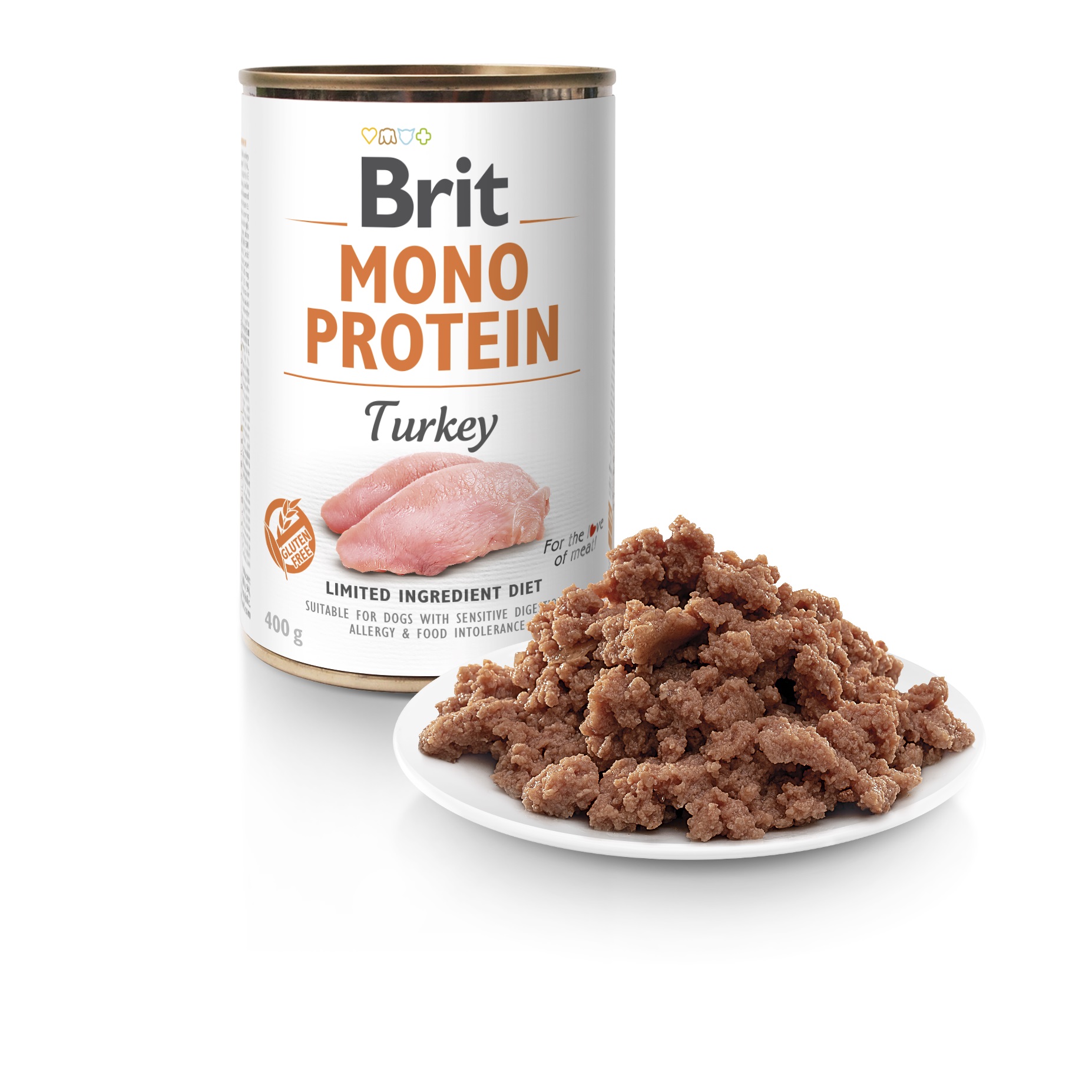 Brit Mono Protein, indyk, 400 g Monobiałkowa karma mokra dla psów z nietolerancjami pokarmowymi i alergiami