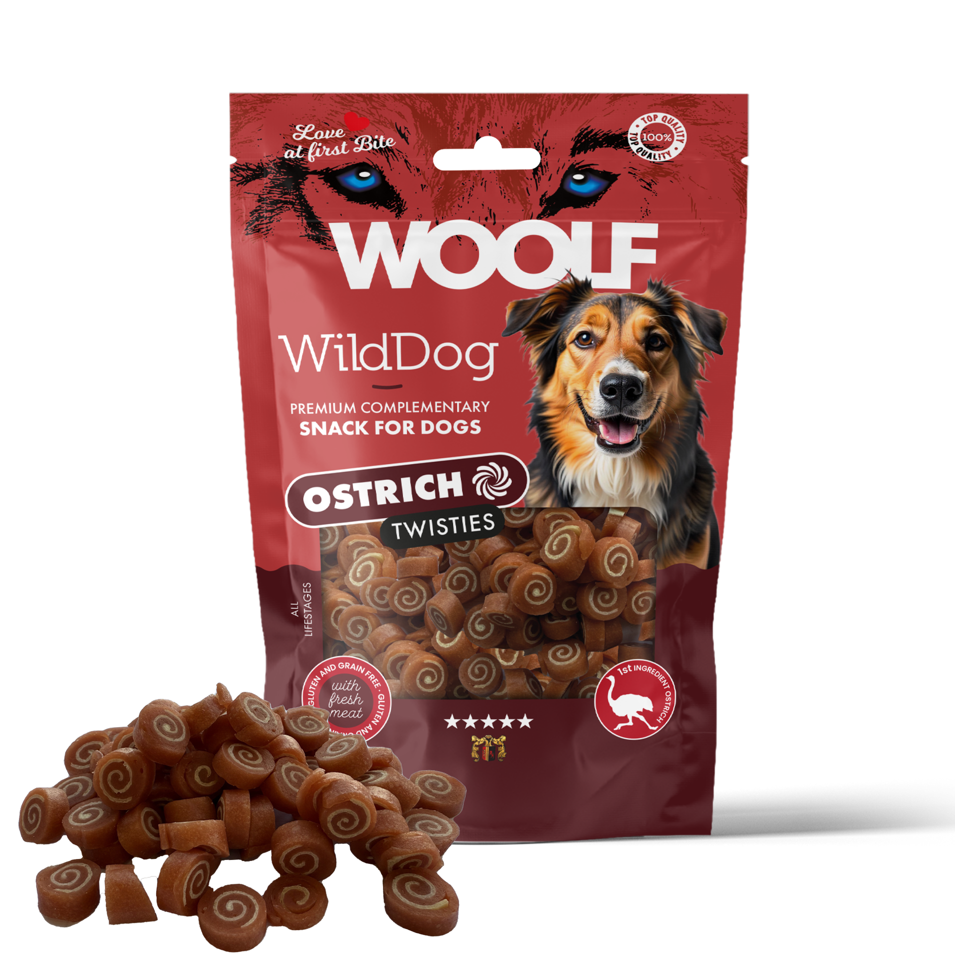 Woolf WildDog Ostrich&Cod Twisties 100g