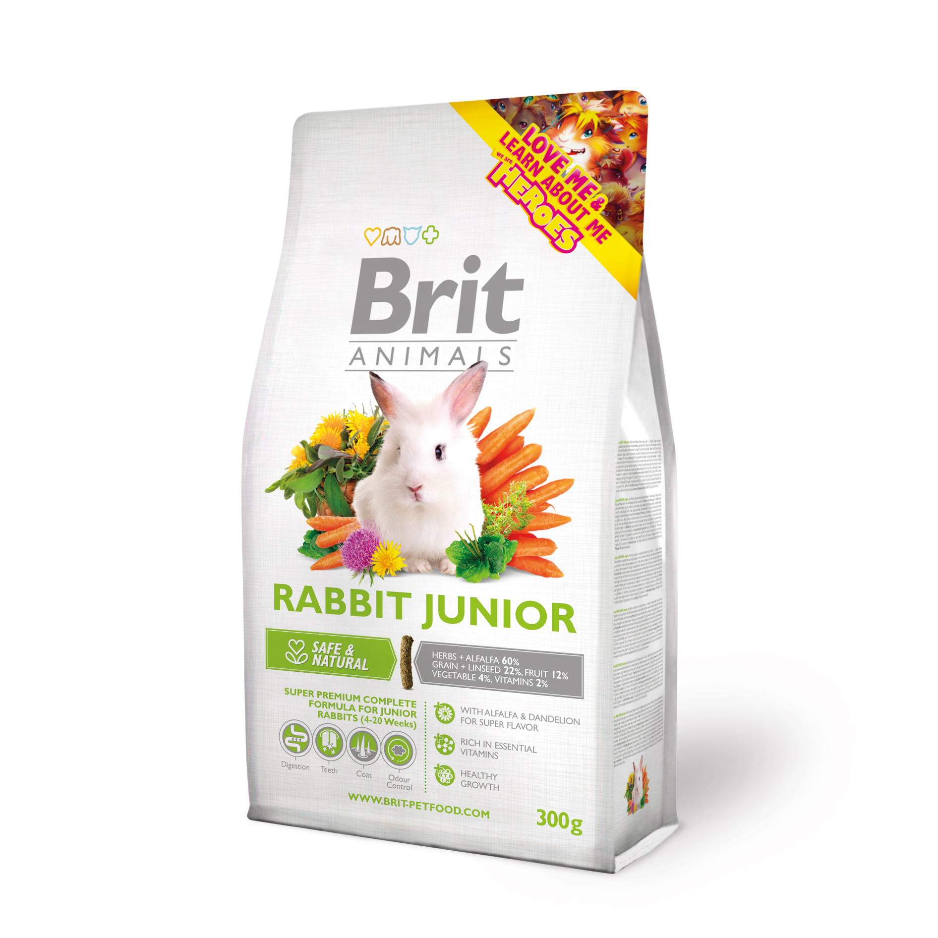 Brit Animals Rabbit Junior Complete, lucerna, 300 g Pełnoporcjowa karma dla młodych królików