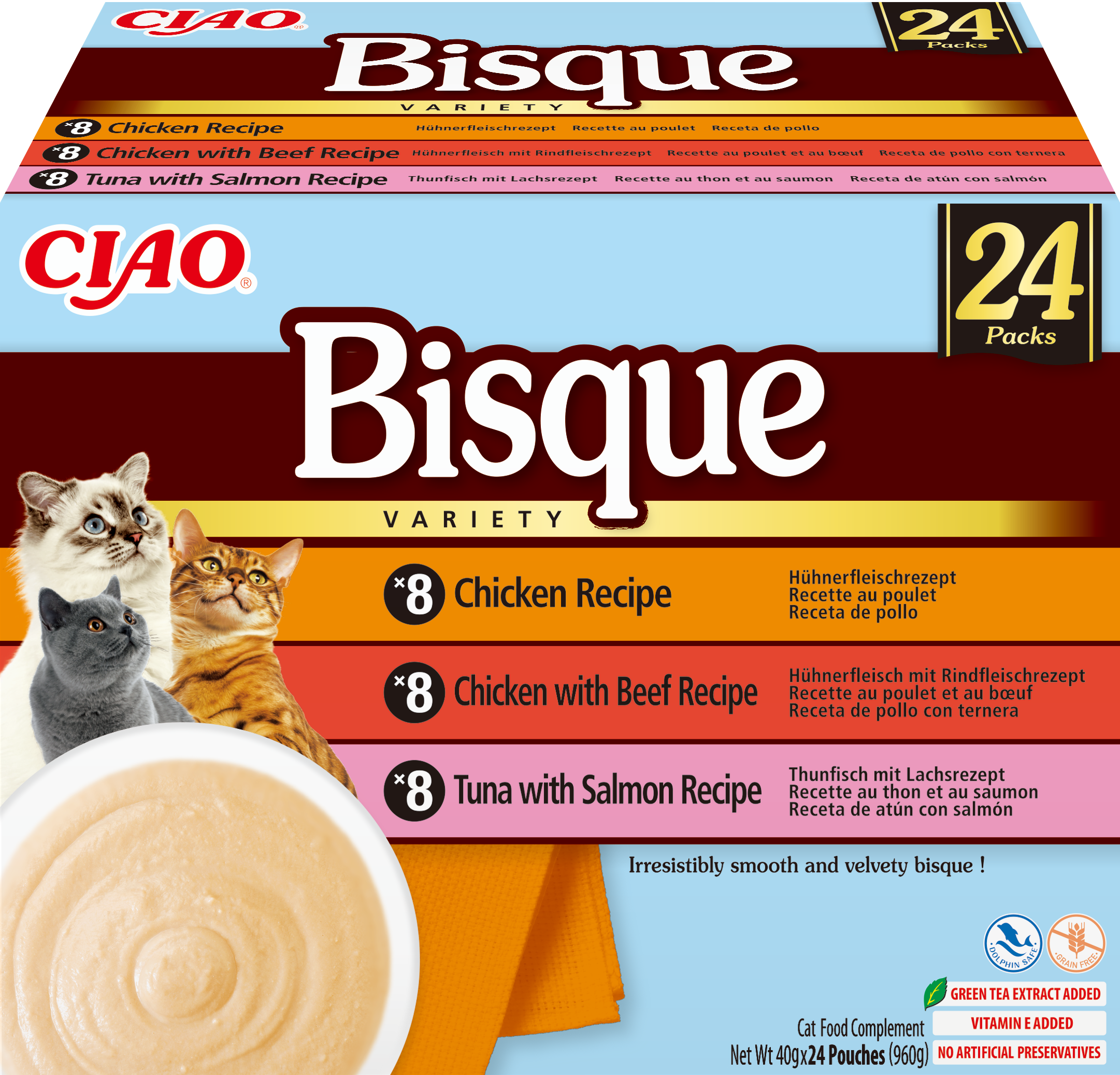 Inaba Ciao Bisque 24P Chicken, Beef, Fish 24x40g (960g)