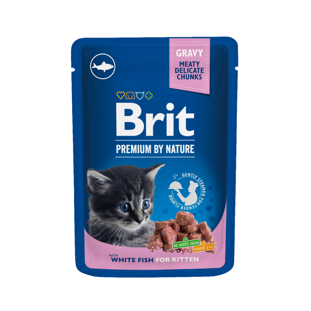 Brit Premium by Nature Cat White Fish Pouches for Kitten, biała ryba, 100g Mokra karma pełnoporcjowa dla kociąt