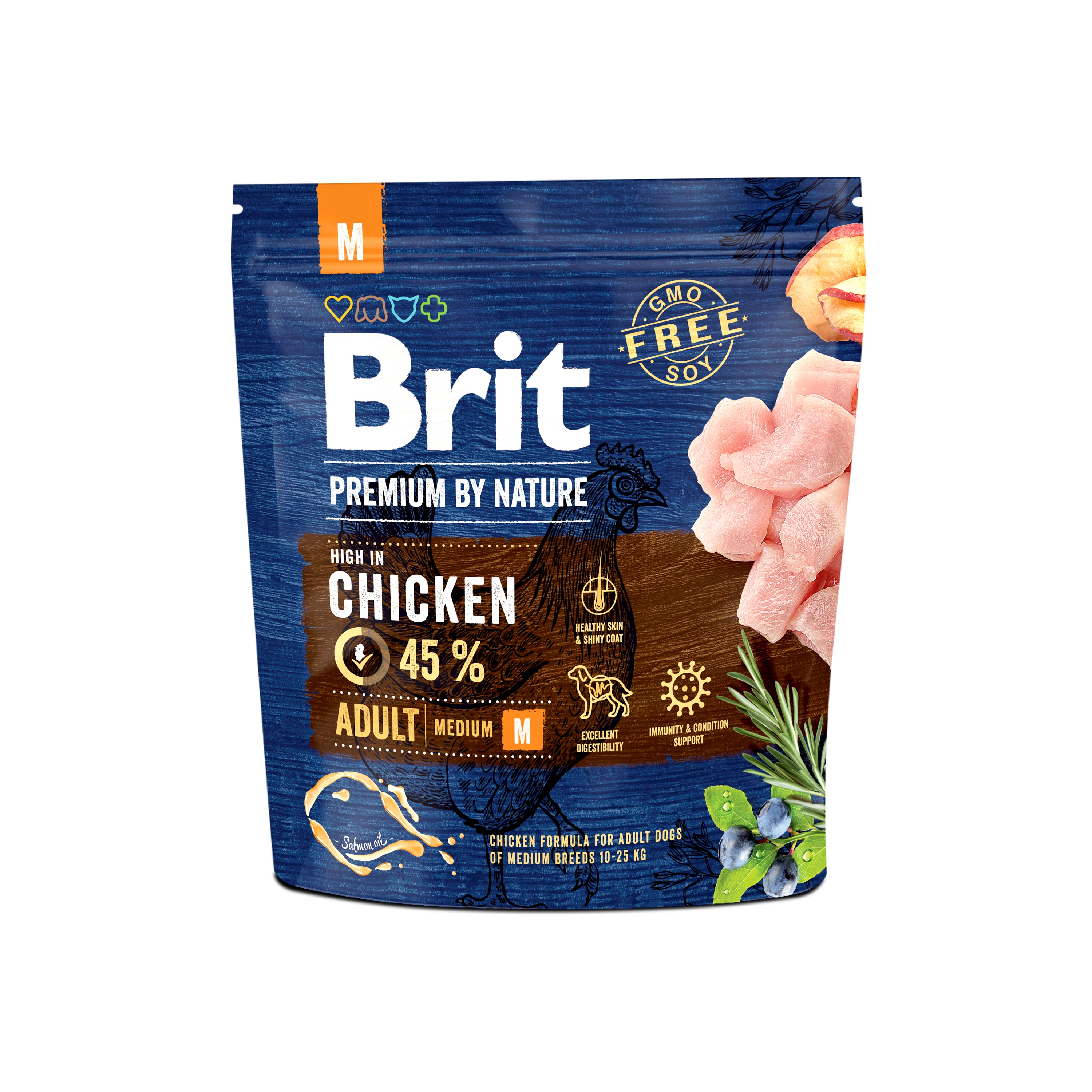 Brit Premium by Nature Adult Medium Breed, kurczak, 1 kg Pełnoporcjowa karma sucha dla psów dorosłych średnich ras