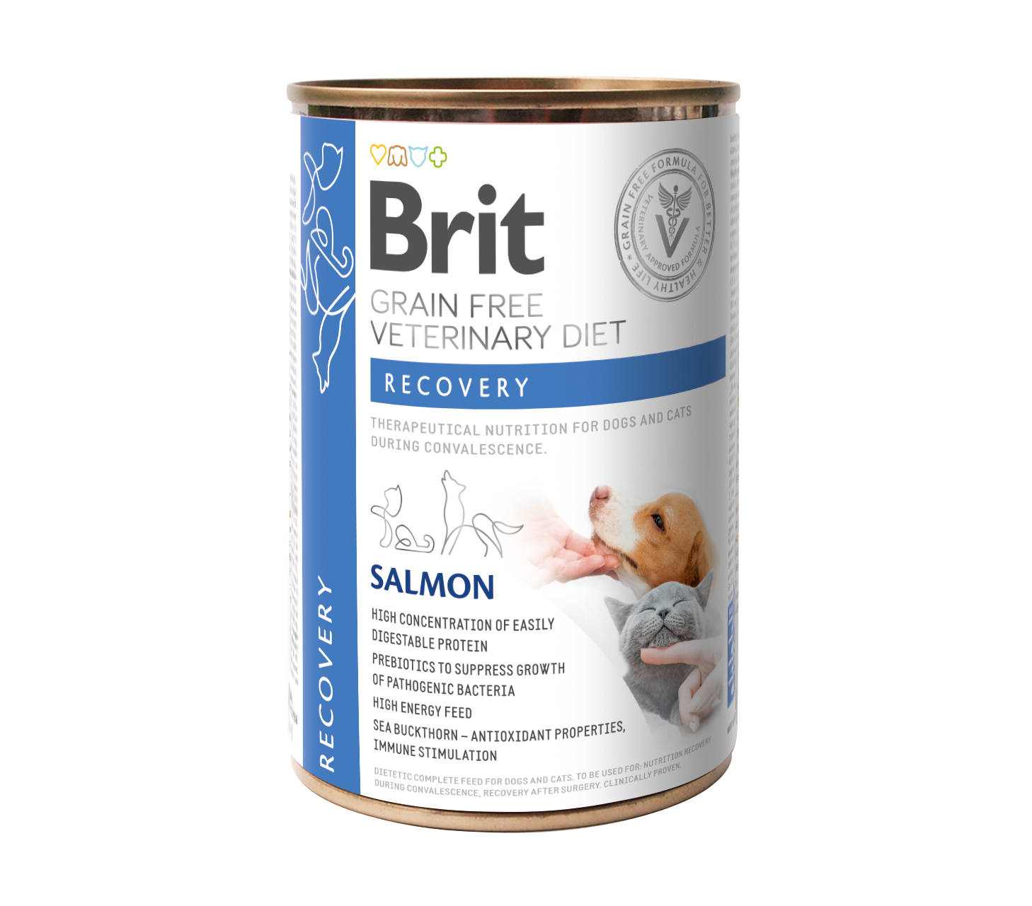 Brit Veterinary Diet Dog/Cat Recovery, łosoś i wątróbka z kurczaka, 400 g Dietetyczna karma dla psów i kotów w okresie rekonwalescencji