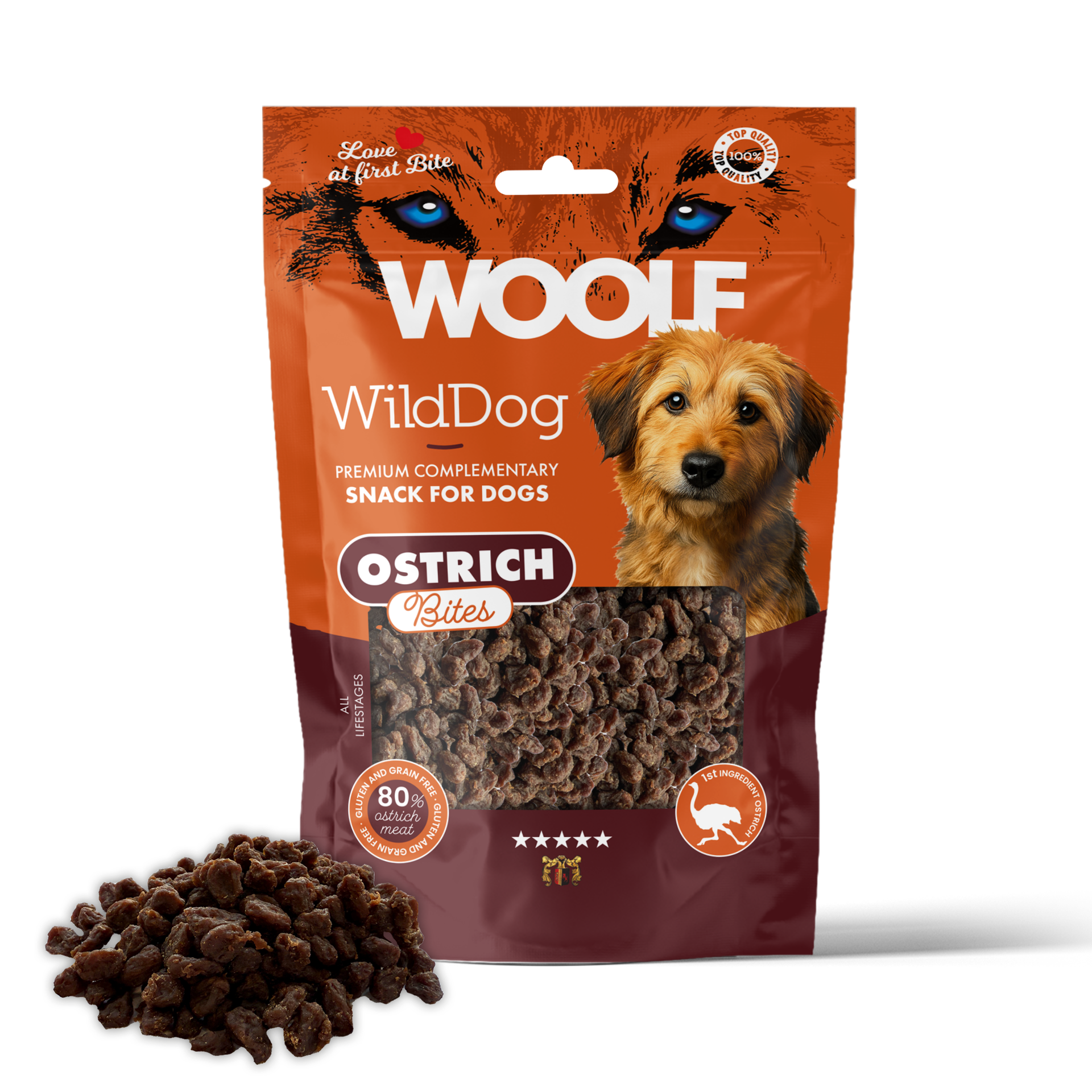 Woolf WildDog Soft Ostrich Bites 100g
