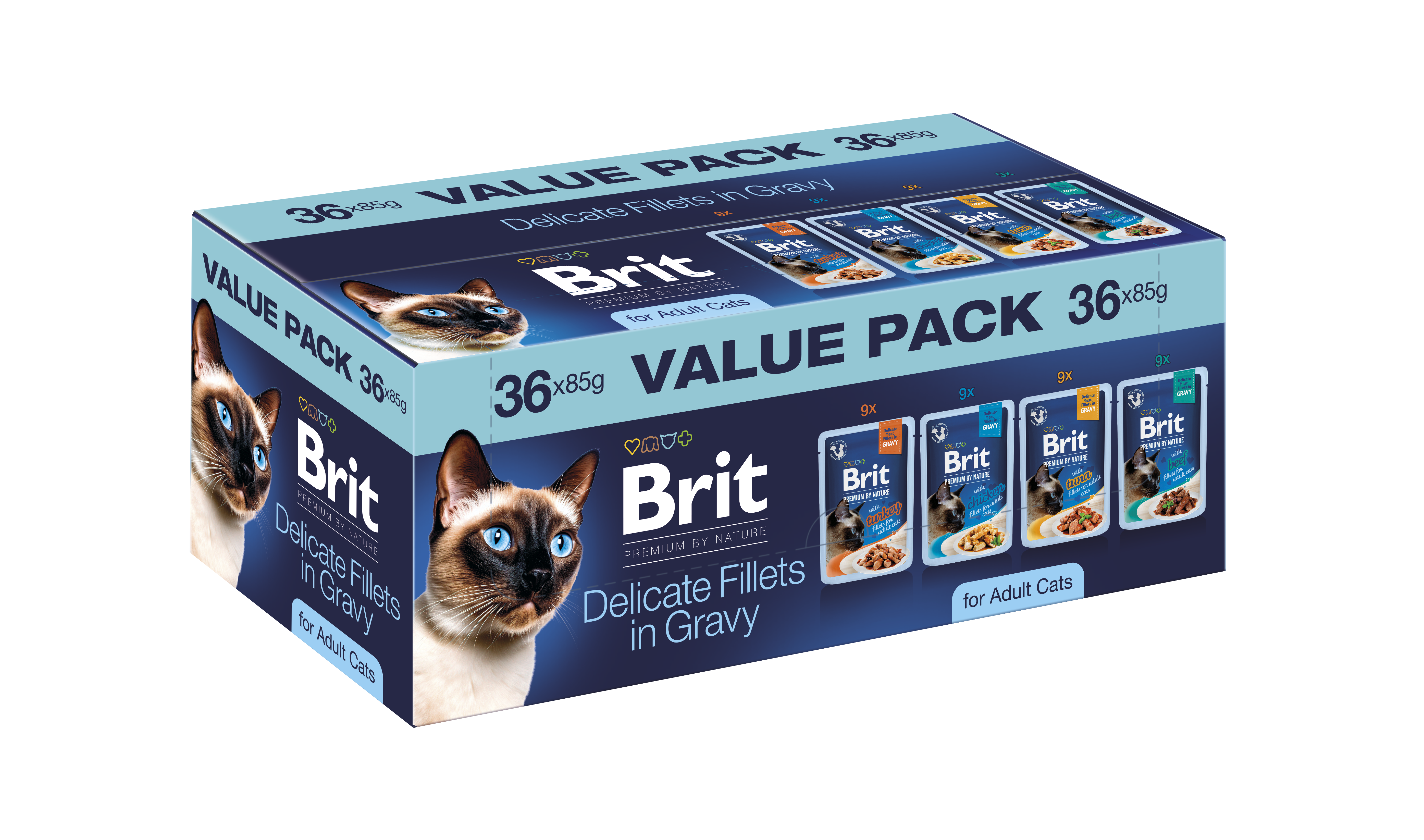 Brit Premium by Nature Value Pack for Adult Cats 36 x 85g Pełnoporcjowa karma mokra dla dorosłych kotów.