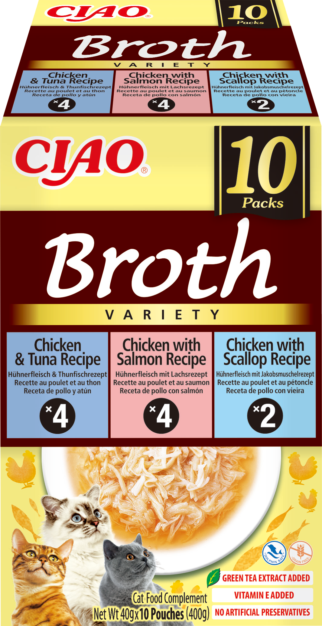 INABA CIAO Broth 10p Chicken, Fish, Scallop 10x40g (400g)