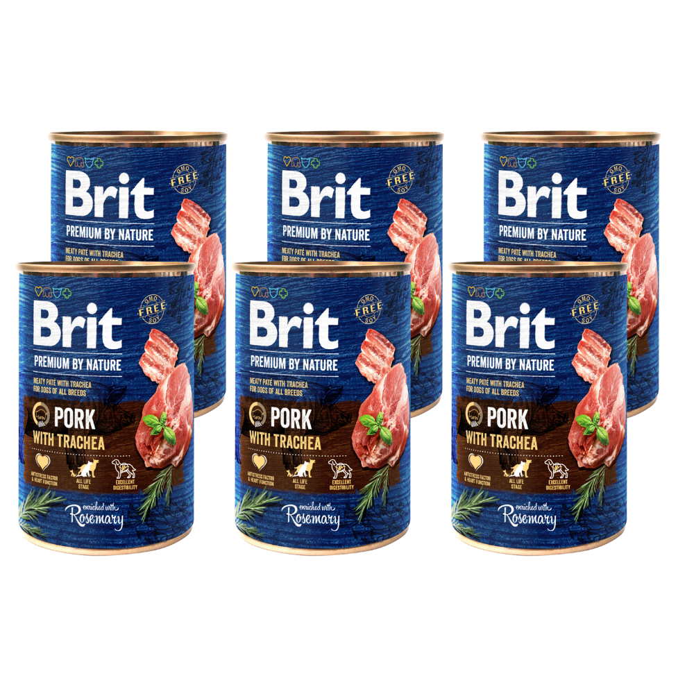 Promocja 5 szt + 1 szt Brit Premium by Nature Pork with Trachea