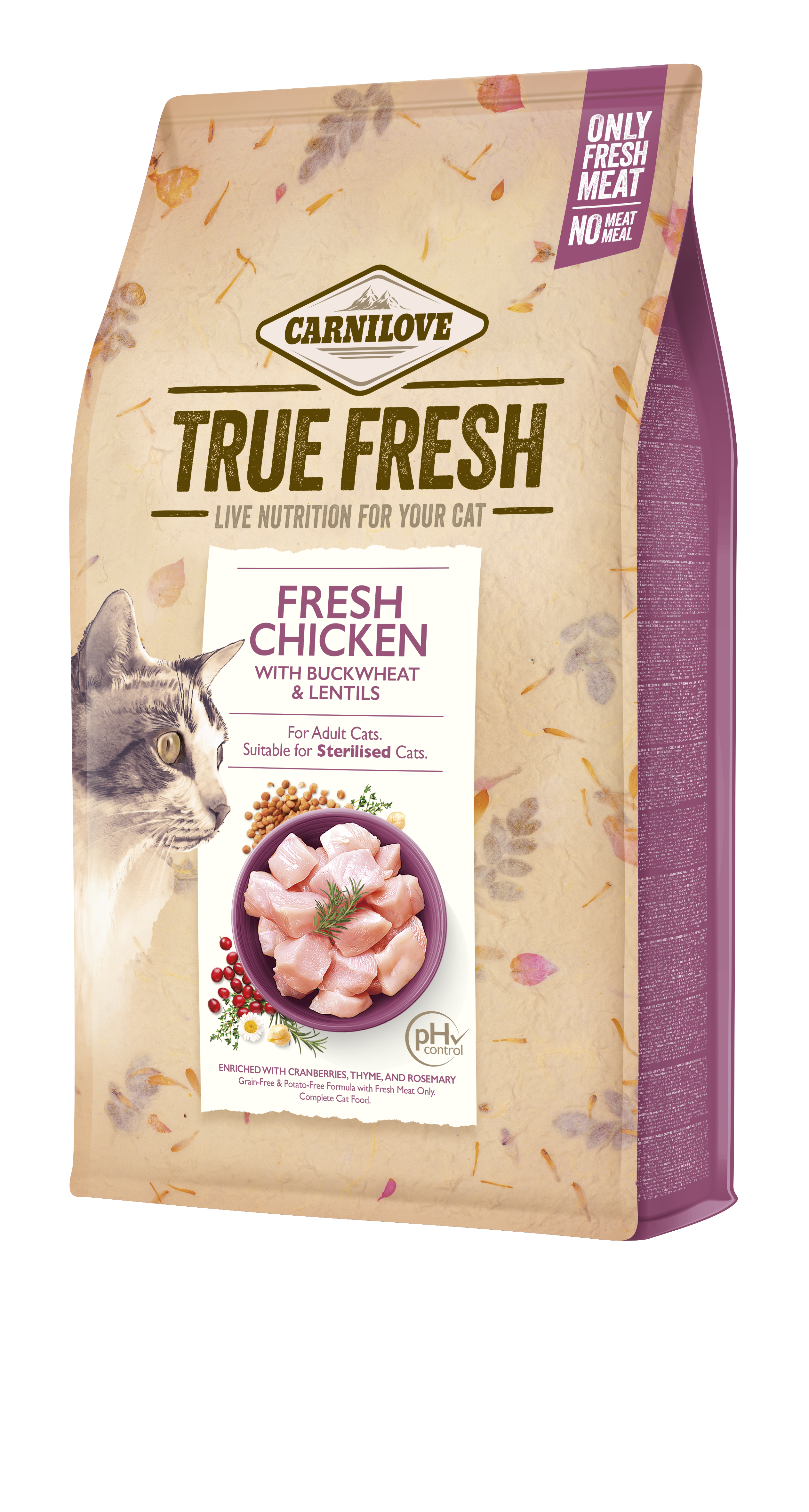 Carnilove True Fresh Cat, kurczak, 340g Bezzbożowa sucha karma dla dorosłych kotów