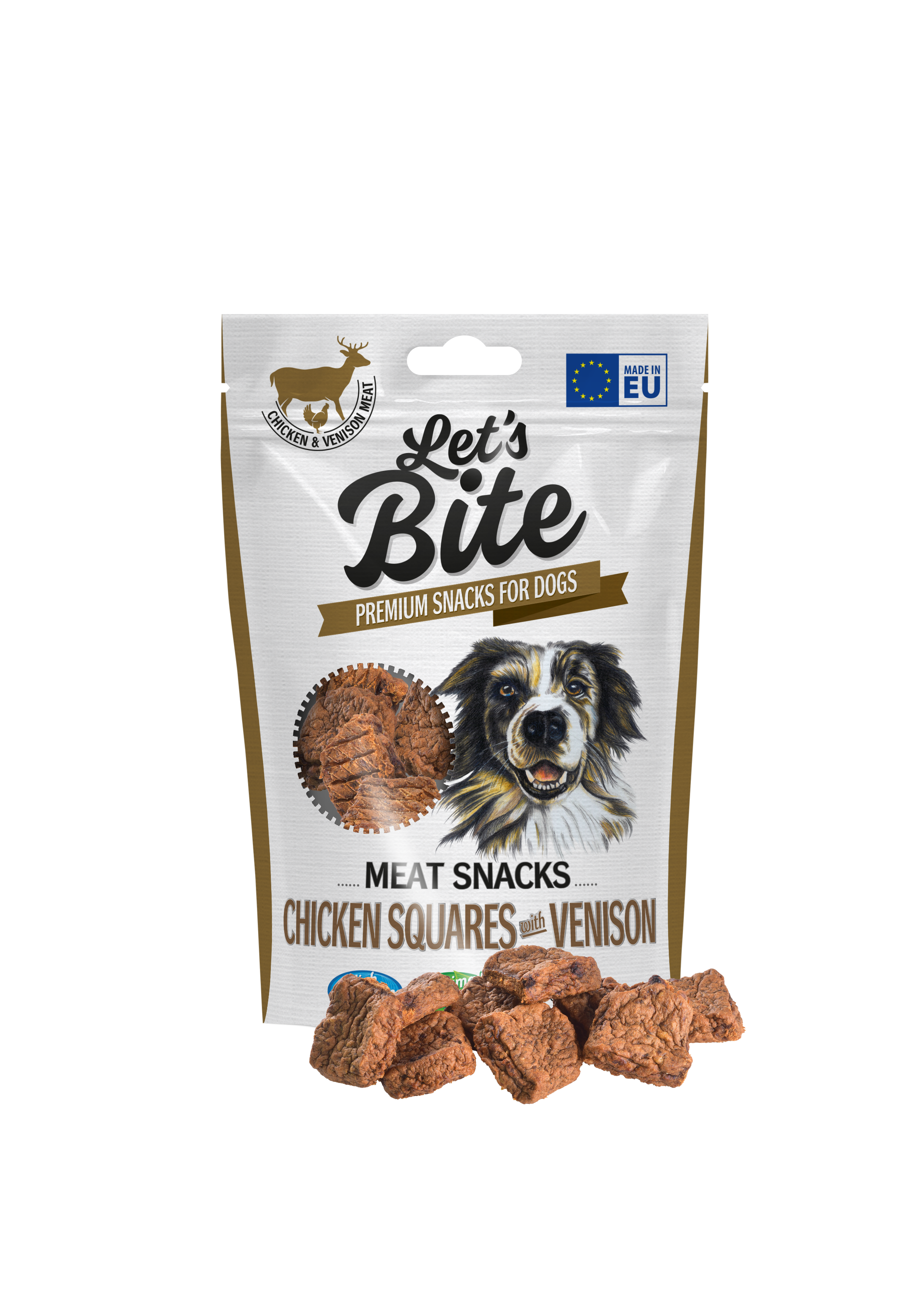 Let's Bite Meat Snacks Chicken Squares Vension 80 g
