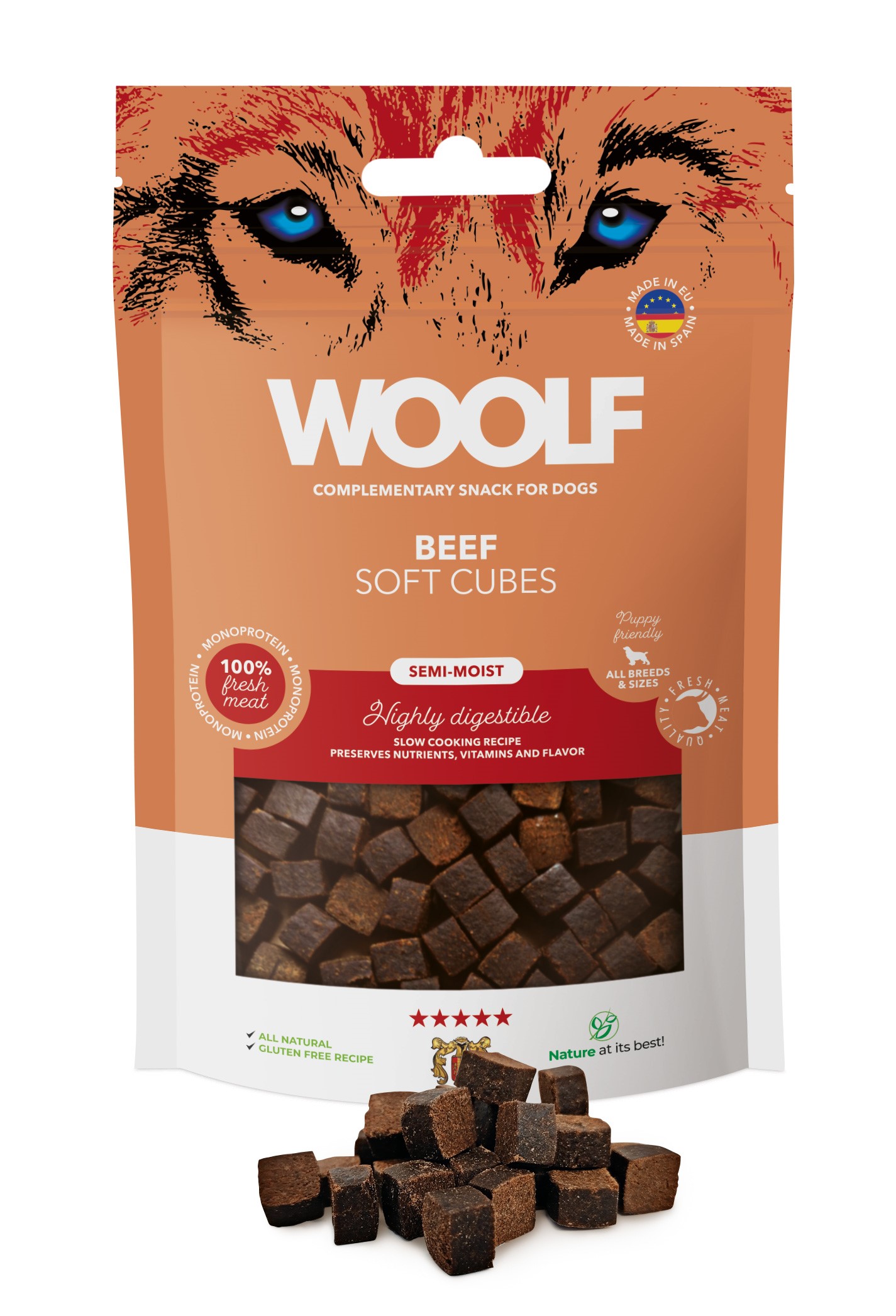 Woolf Soft Cubes Beef Monoprotein 100g