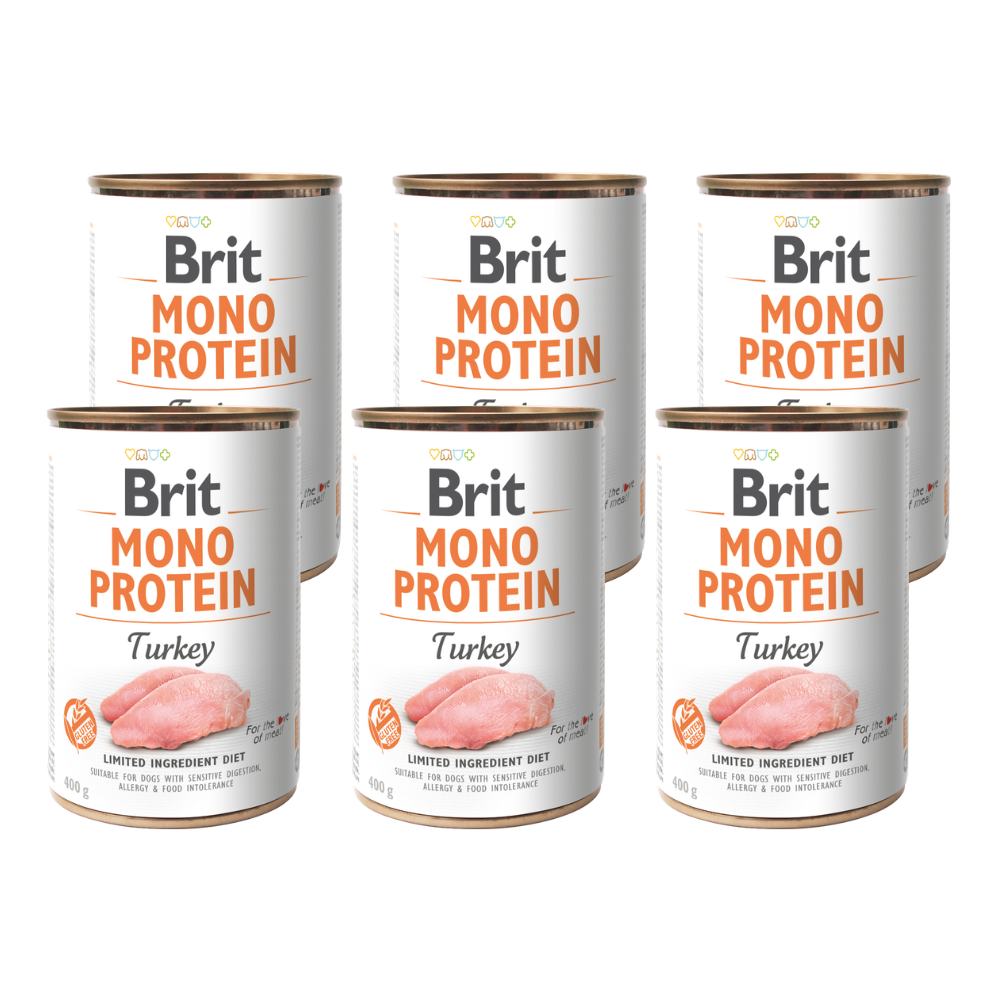 Promocja 5 szt + 1 szt Brit Mono Protein Dog Turkey 400g