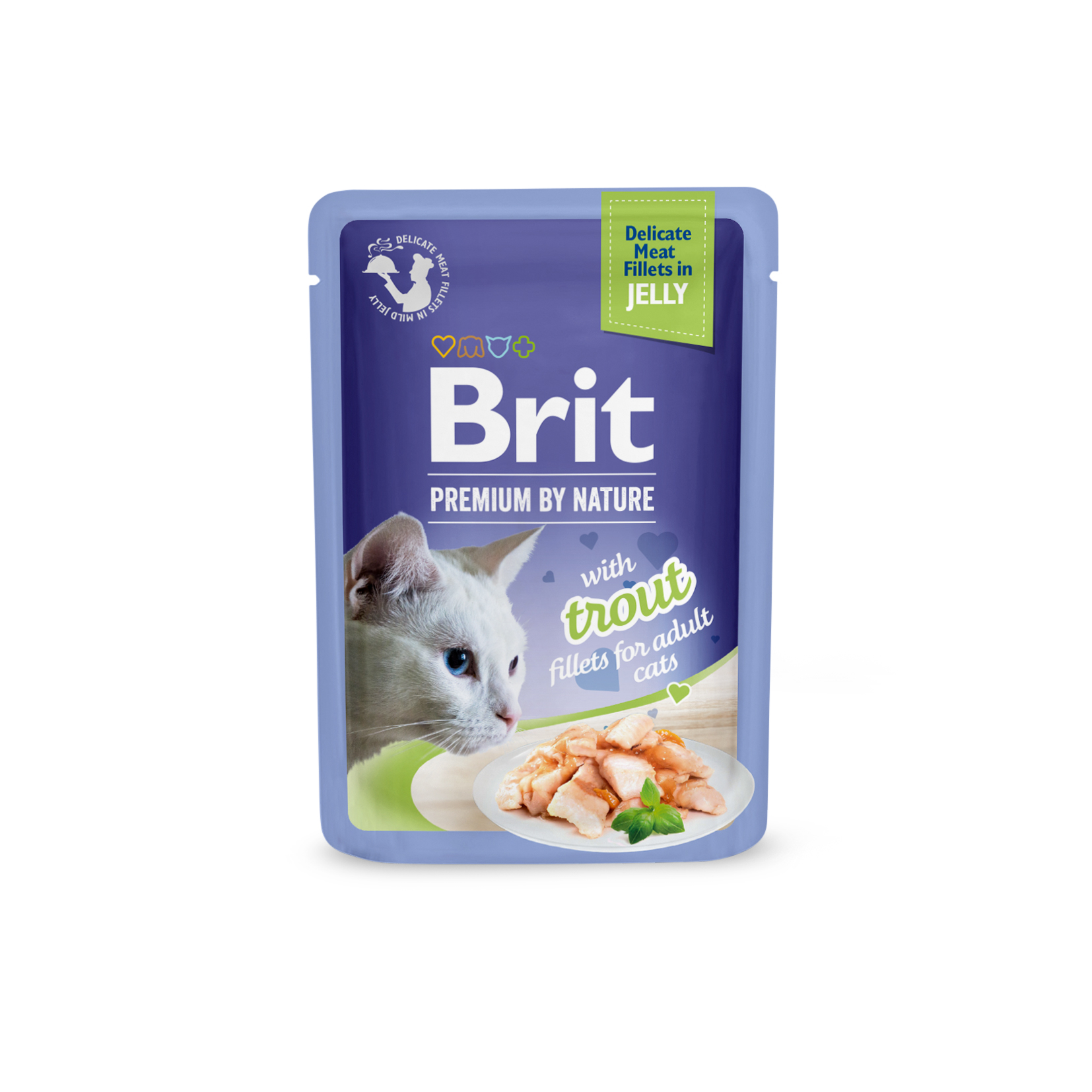 Brit Premium Cat Pouch Fillets in Jelly Adult, pstrąg, 85g Mokra karma pełnoporcjowa dla dorosłych kotów