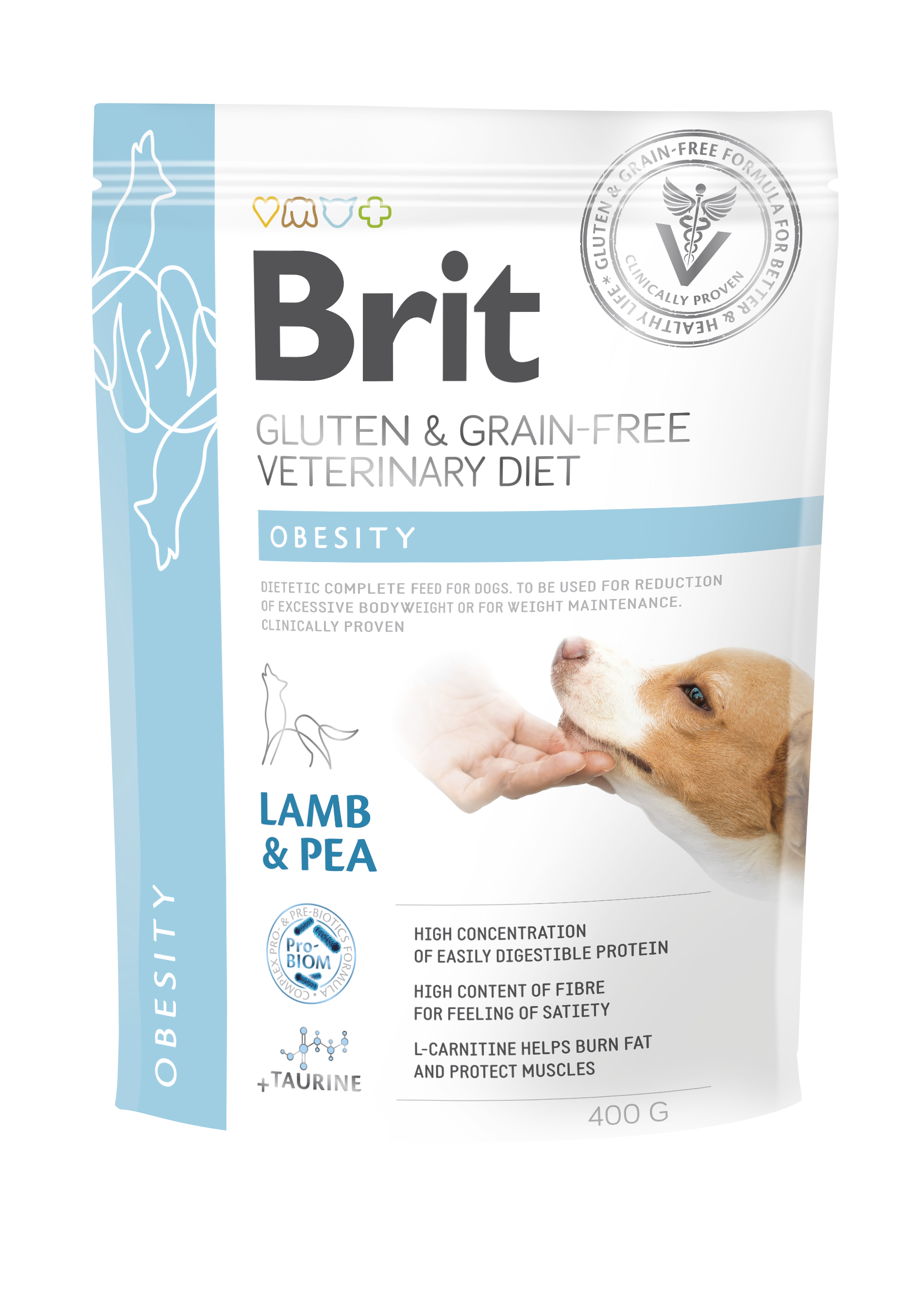 Brit Veterinary Diets Dog Grain Free Obesity, jagnięcina i żółty groszek, 400g Dietetyczna karma dla psów z nadwagą i otyłością