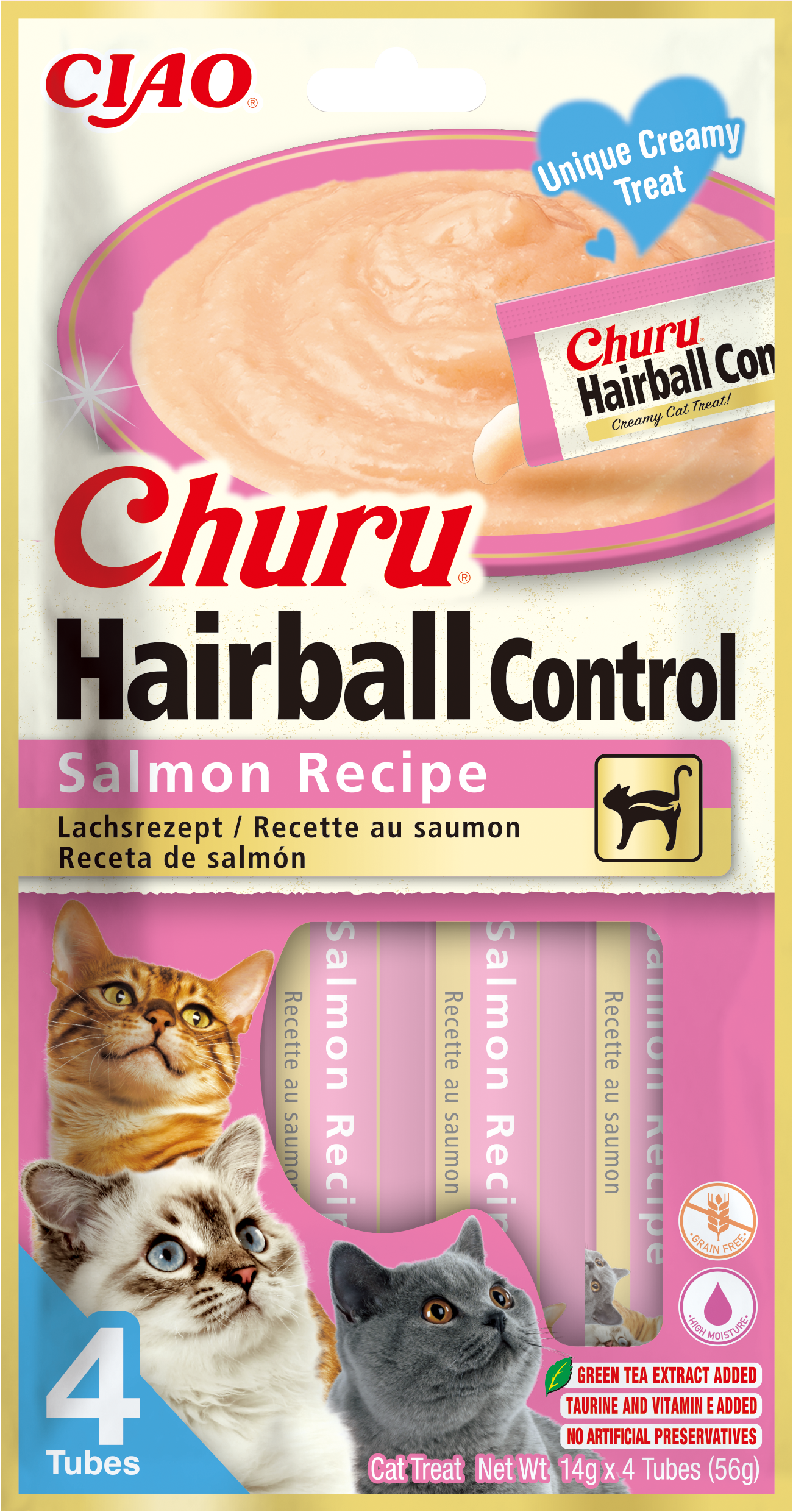Inaba Cat Churu Hairball Salmon Recipe 4x14g (56g)