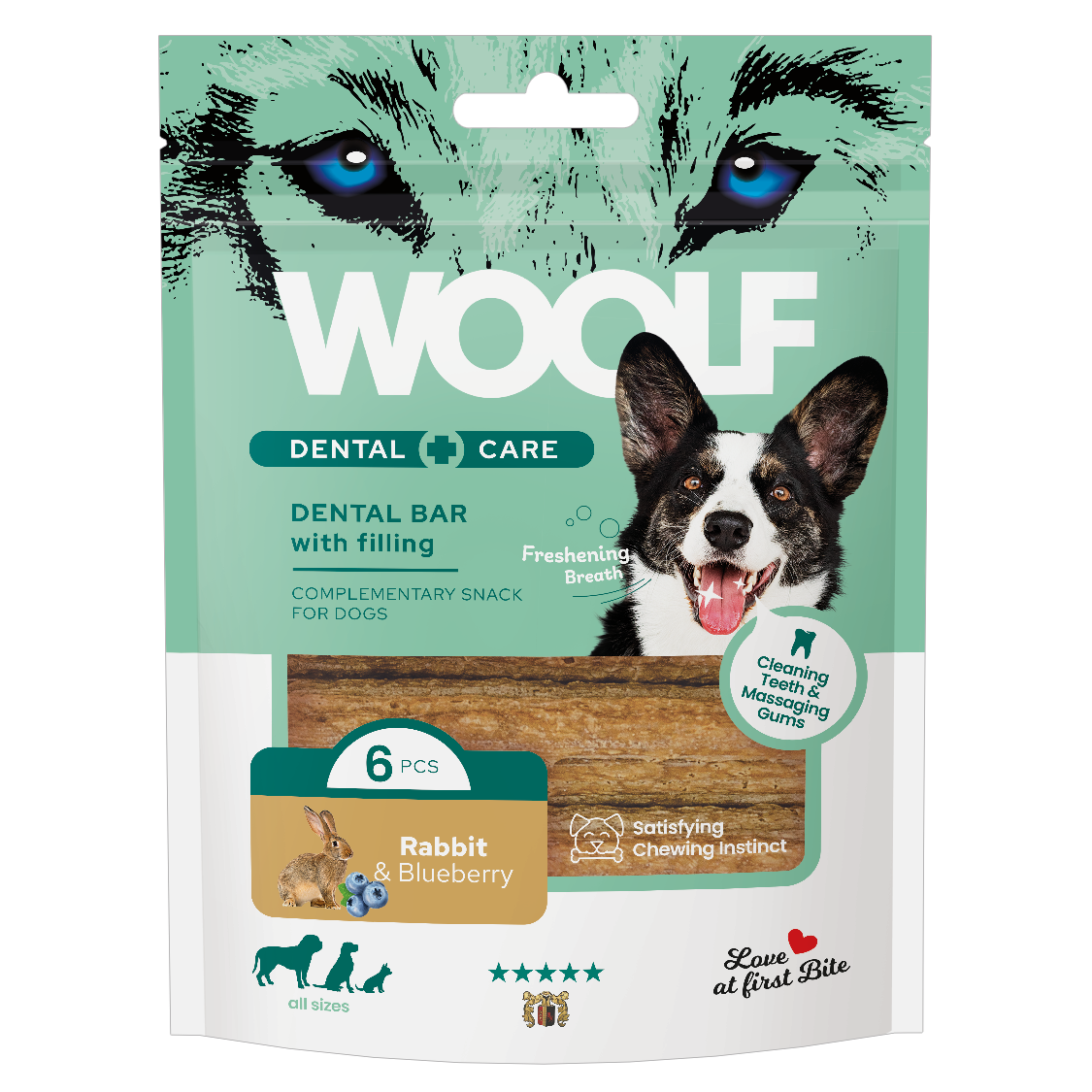 Woolf Dental Care Bar Królik i borówki 108g