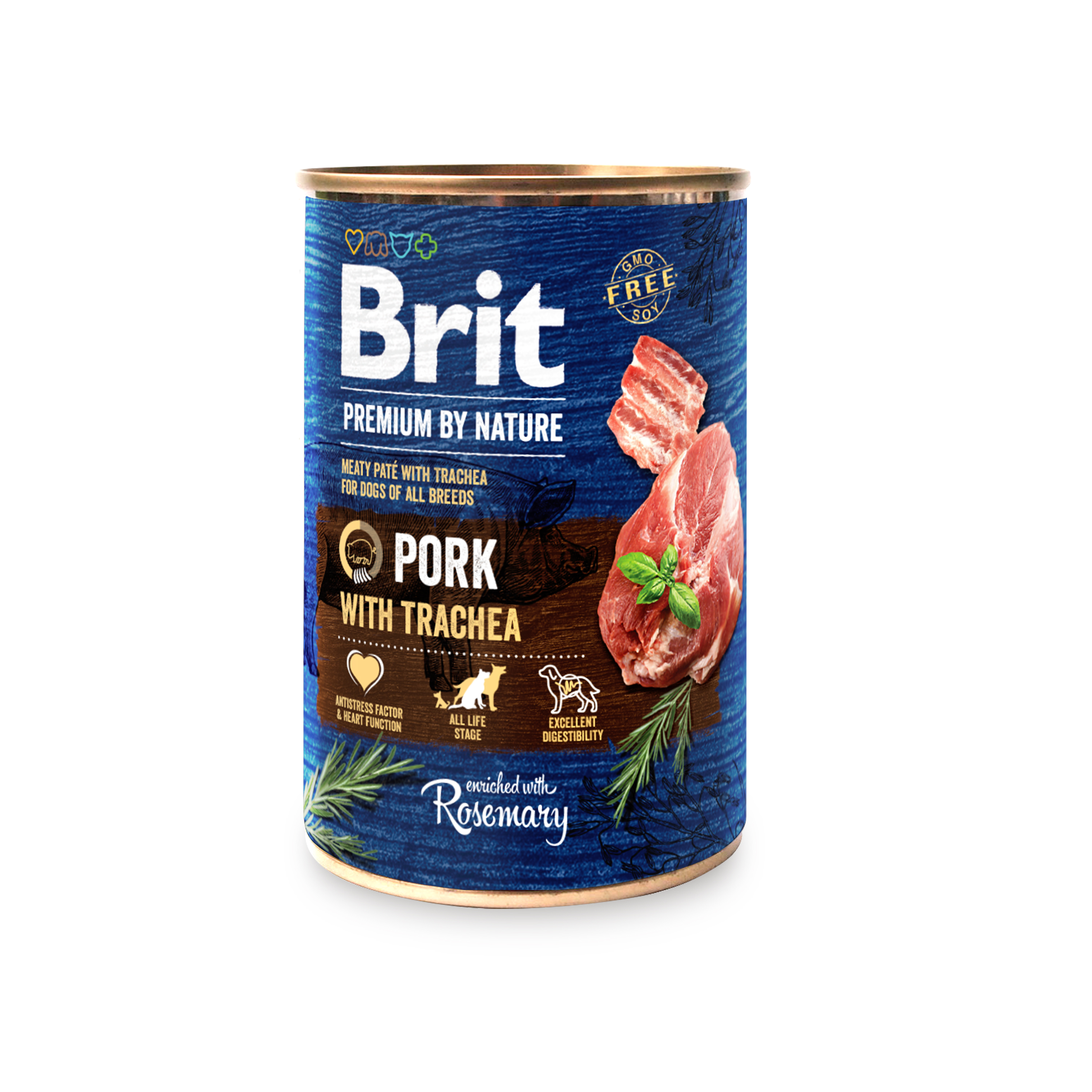 Brit Premium by Nature, wieprzowina z tchawicą, 400 g Pełnoporcjowa karma dla psów dorosłych wszystkich ras