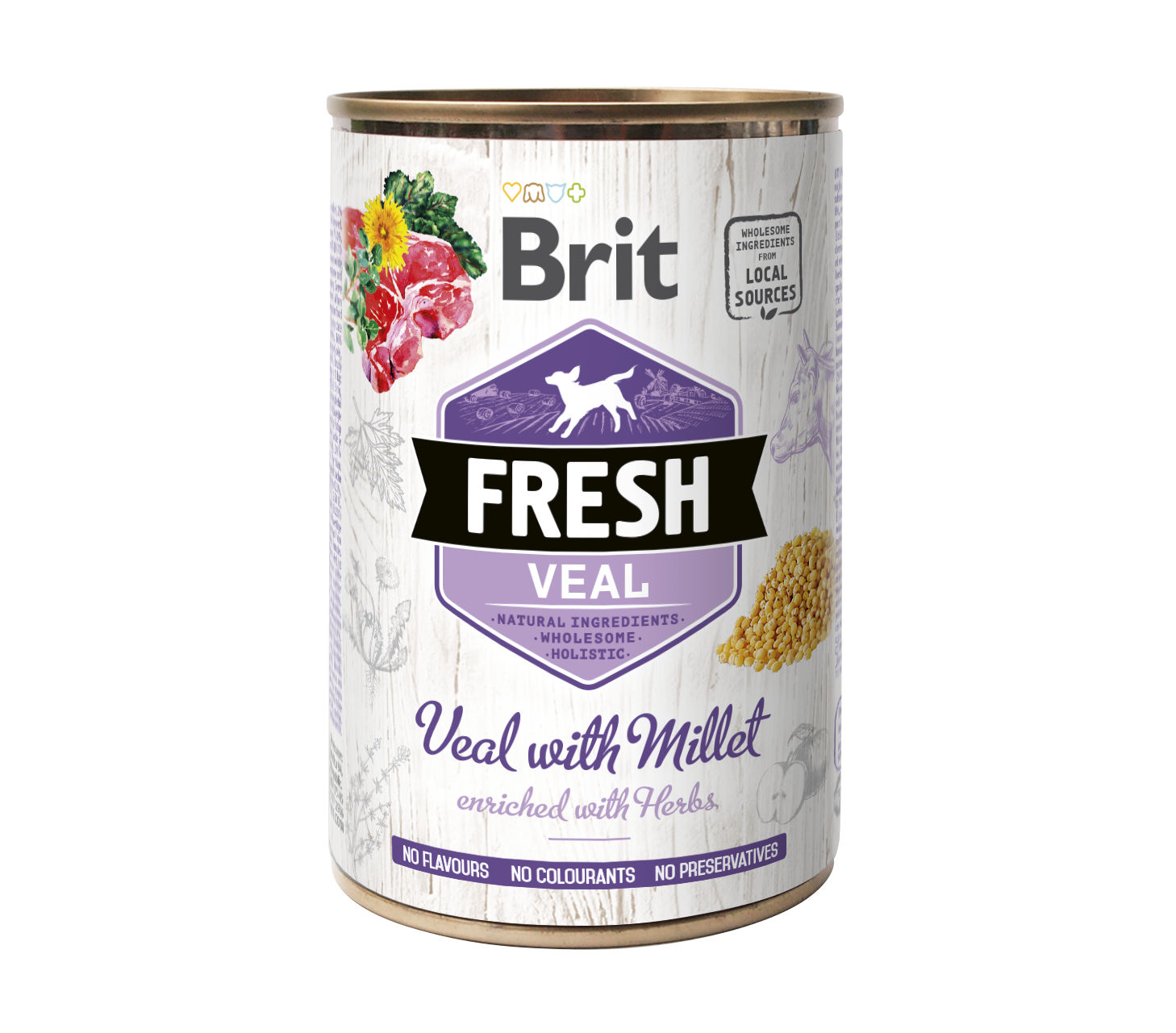 Brit Fresh, cielęcina i proso, 400 g Pełnoporcjowa karma mokra dla psa