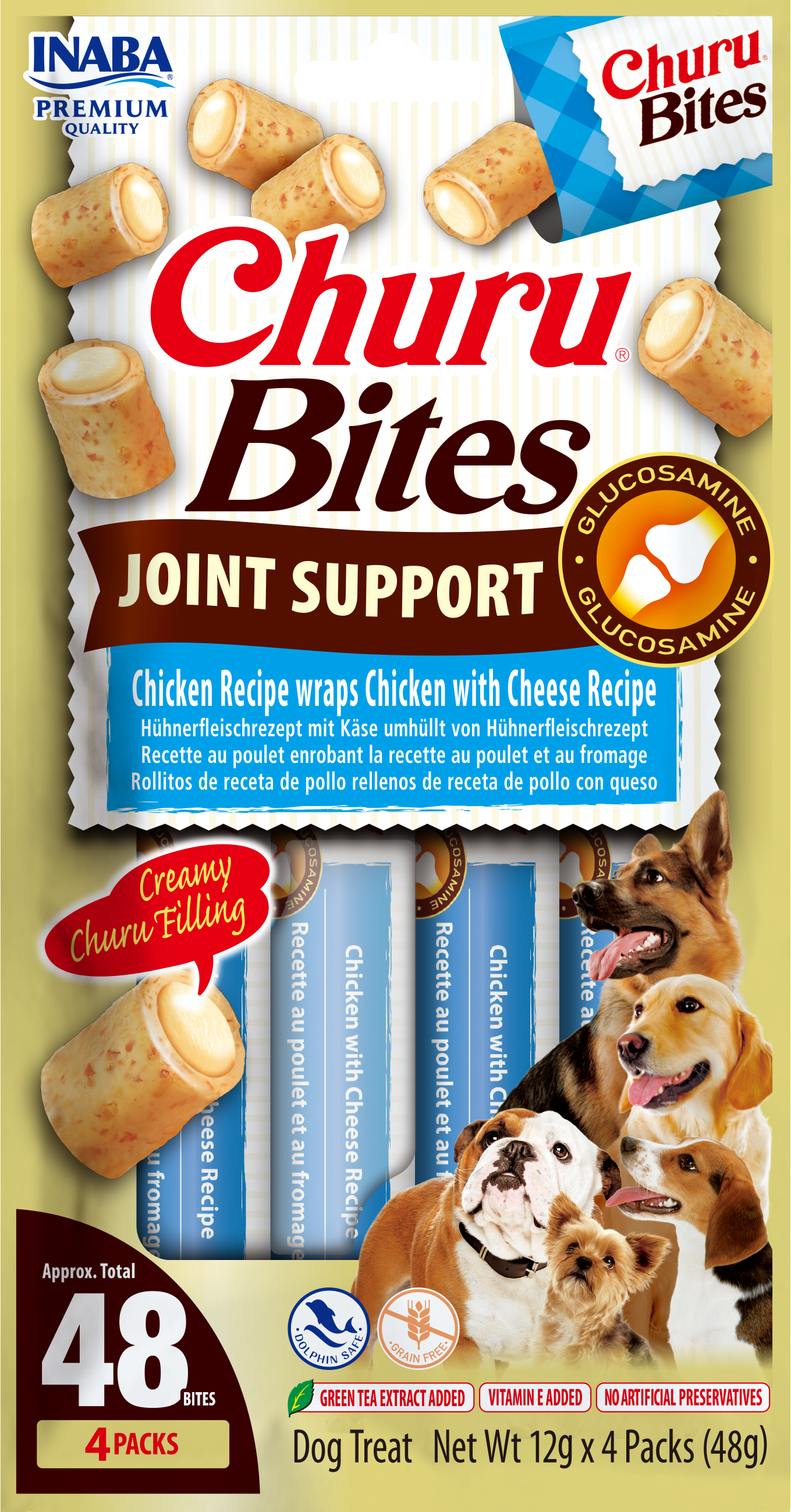 Inaba Dog CHURU Bites Joint Support Chicken & Cheese 4x12g (48g)
