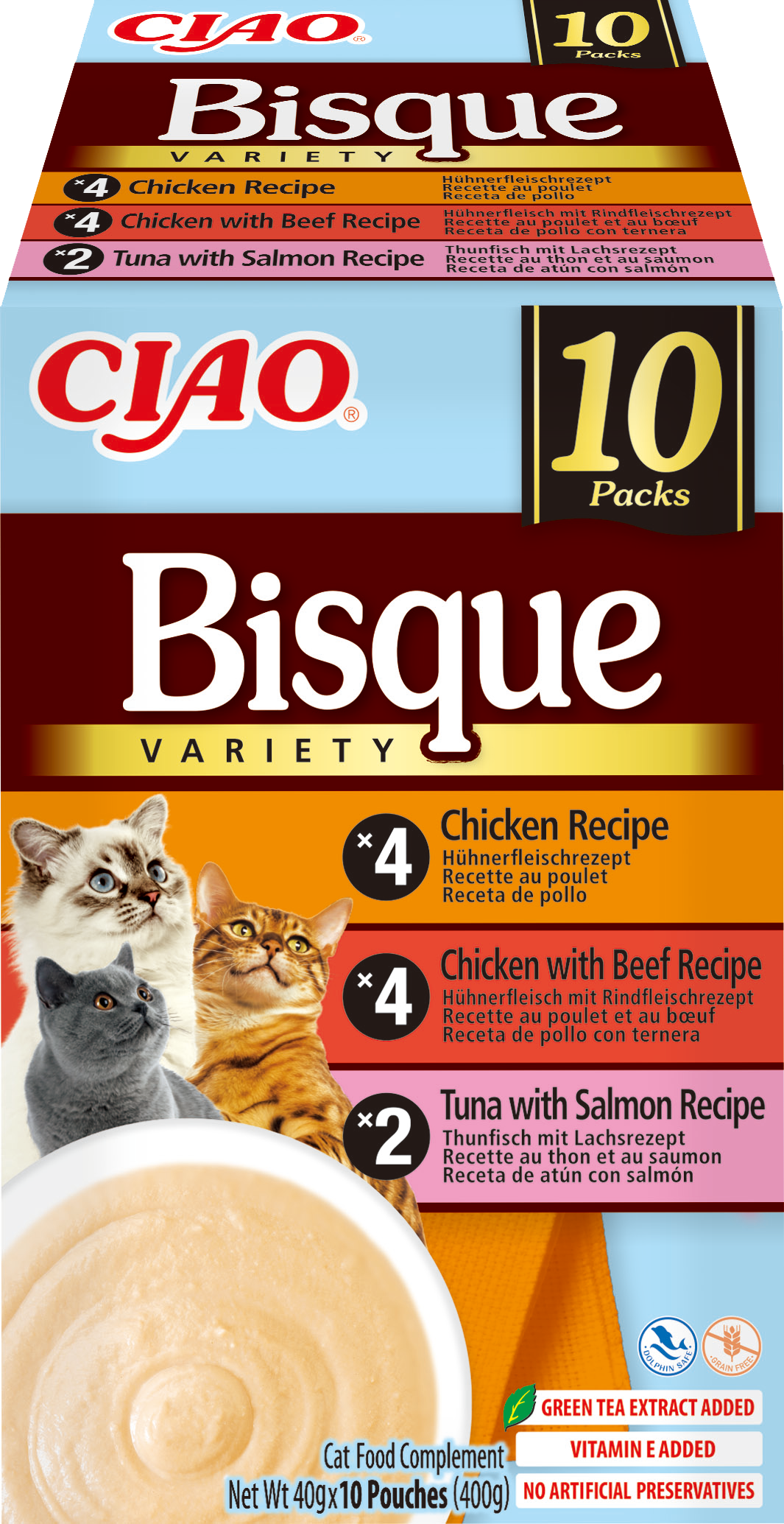 Inaba Ciao Bisque 10P Chicken, Beef, Fish 10x40g (400g)