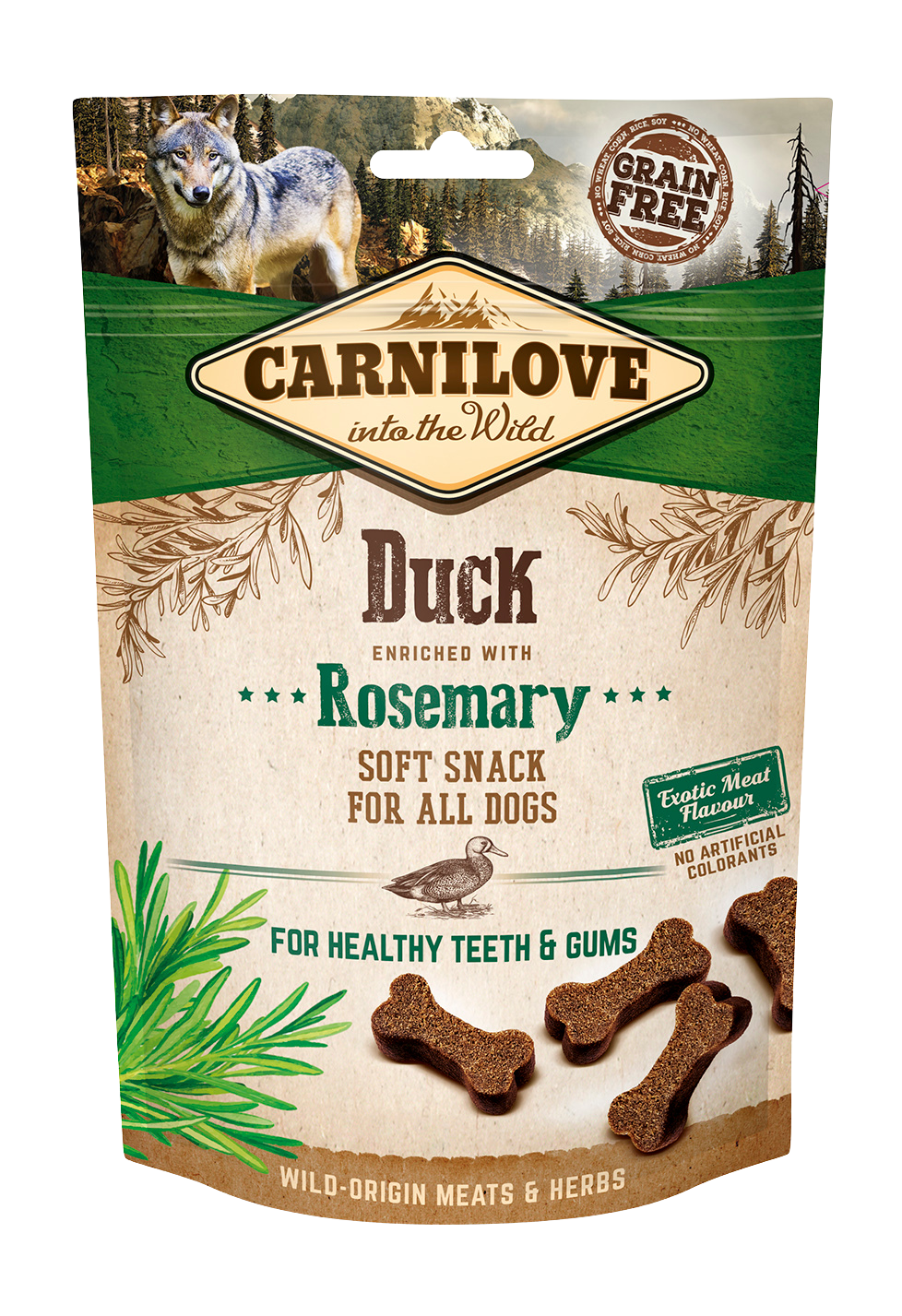 Carnilove Semi Moist Snack, kaczka z rozmarynem, 200g Karma uzupełniająca dla psów