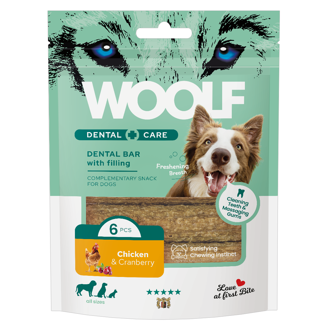 Woolf Dental Care Bar Kurczak i żurawiną 108g