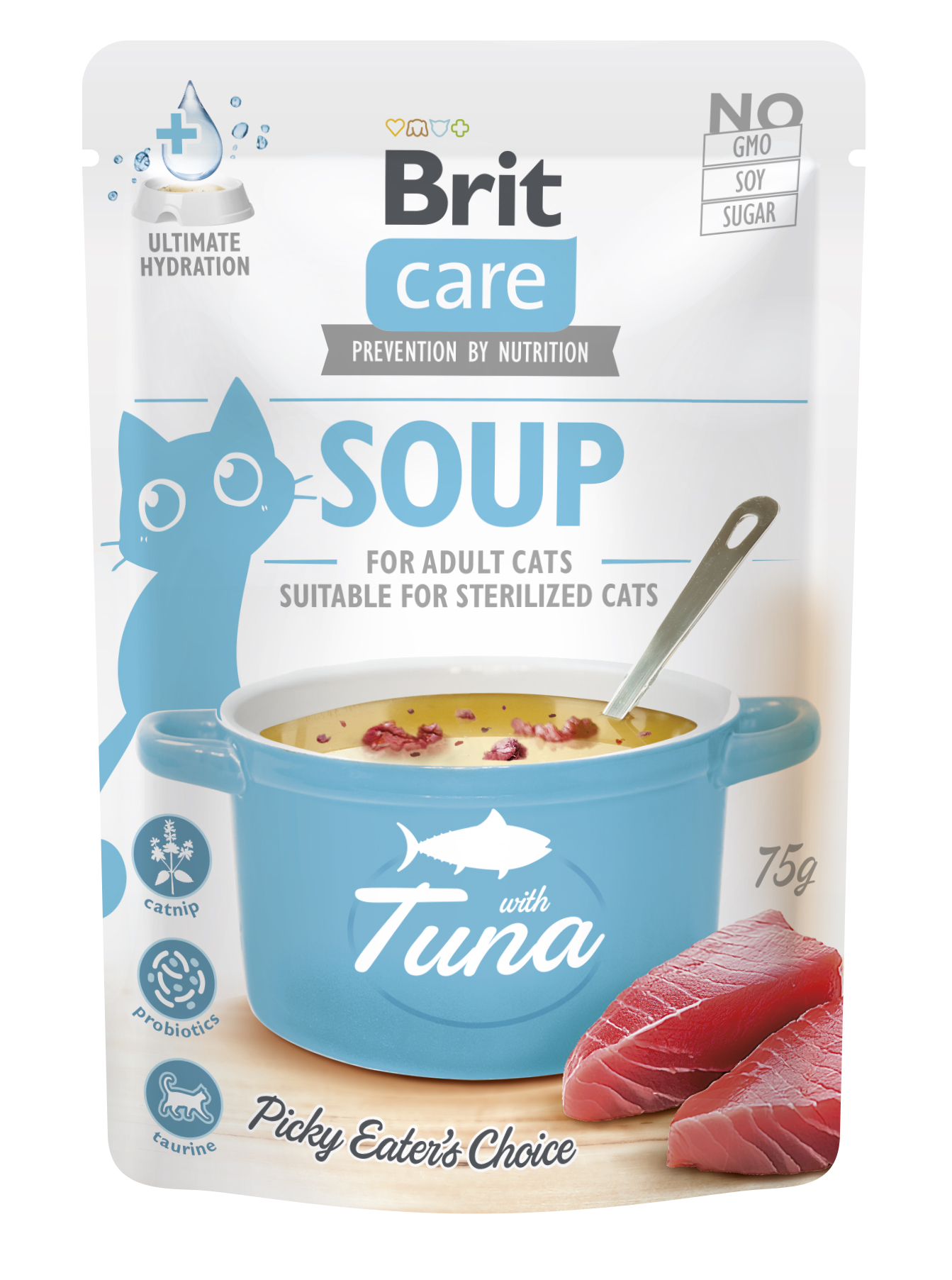 Brit Care Cat Soup, tuńczyk, 75 g Uzupełniająca karma mokra dla dorosłych kotów