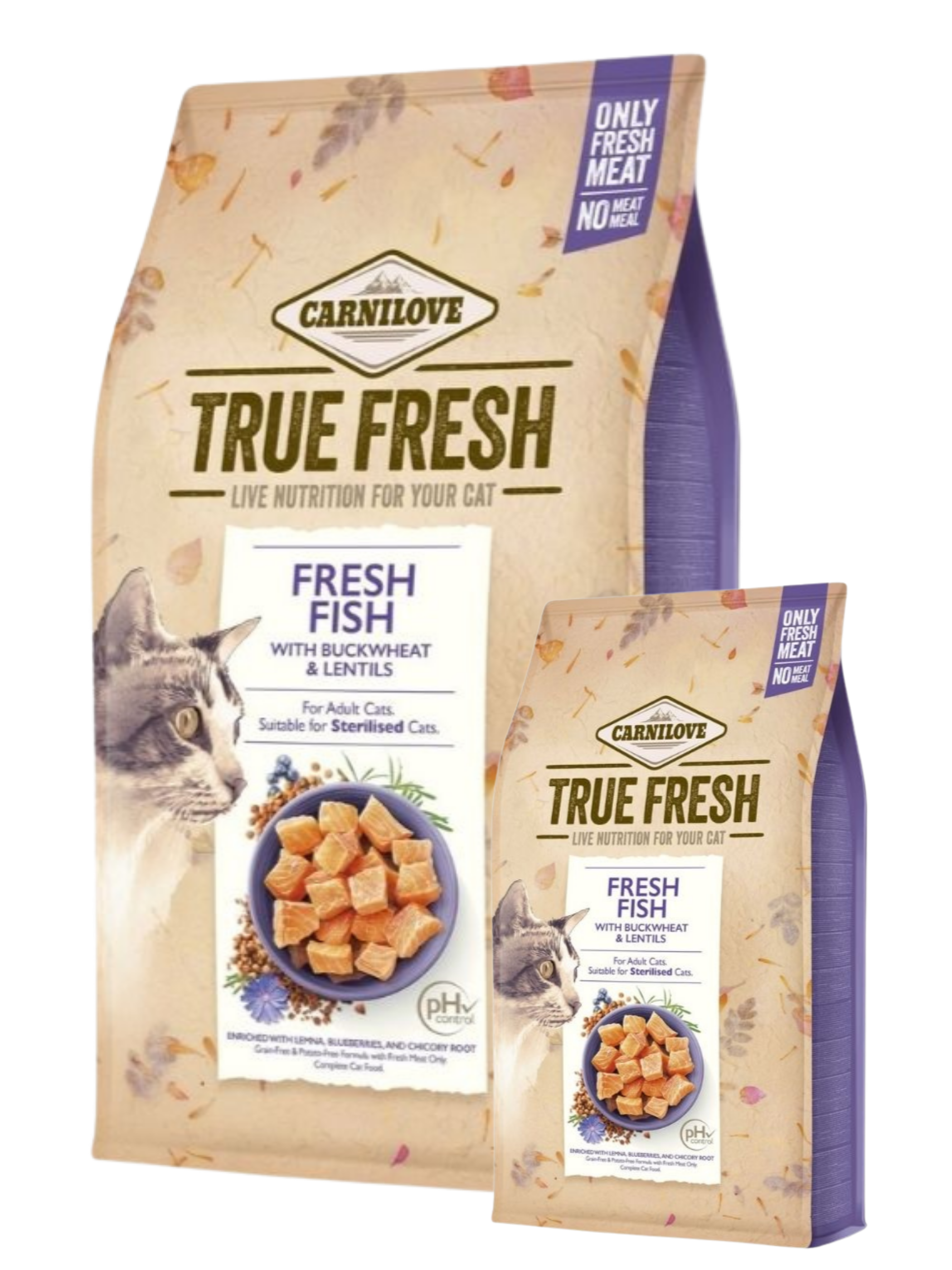 Zestaw 4,8kg + 0,34kg Carnilove True Fresh Cat, ryba Pełnoporcjowa karma dla kotów w ekonomicznym pakiecie