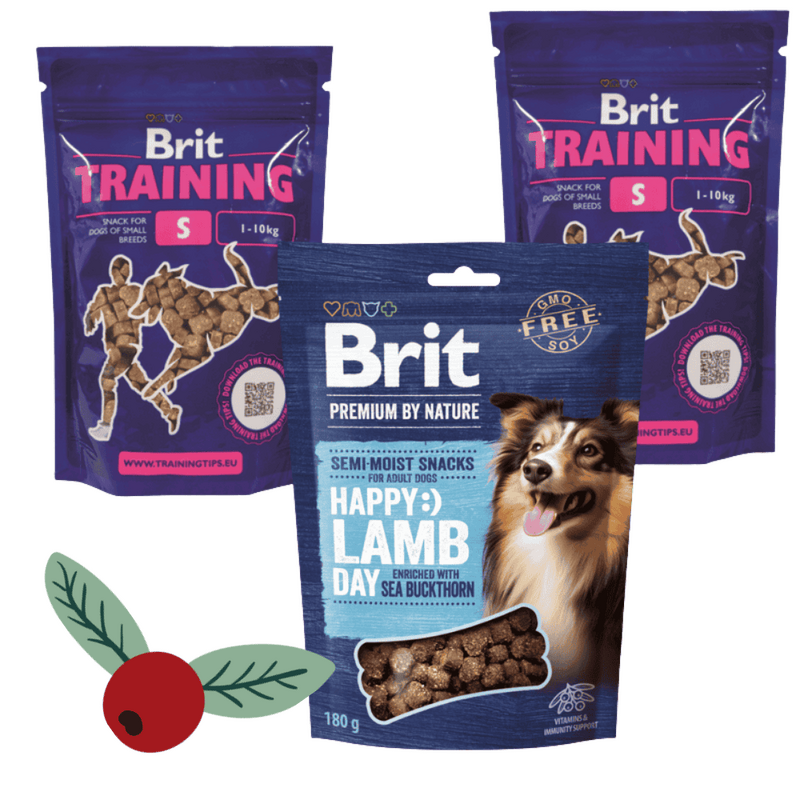 Gwiazdkowy Zestaw Brit Training Snacks MIX (2x200g+180g) Przysmaki treningowe dla dorosłych psów w ekonomicznym pakiecie