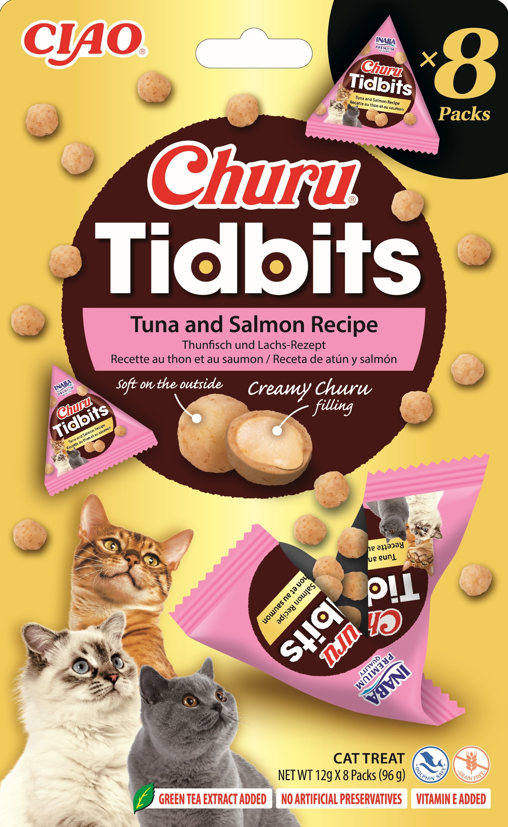 Inaba Cat Churu Tidbits 8P Tuna and Salmon Recipe 96g (8x12g)