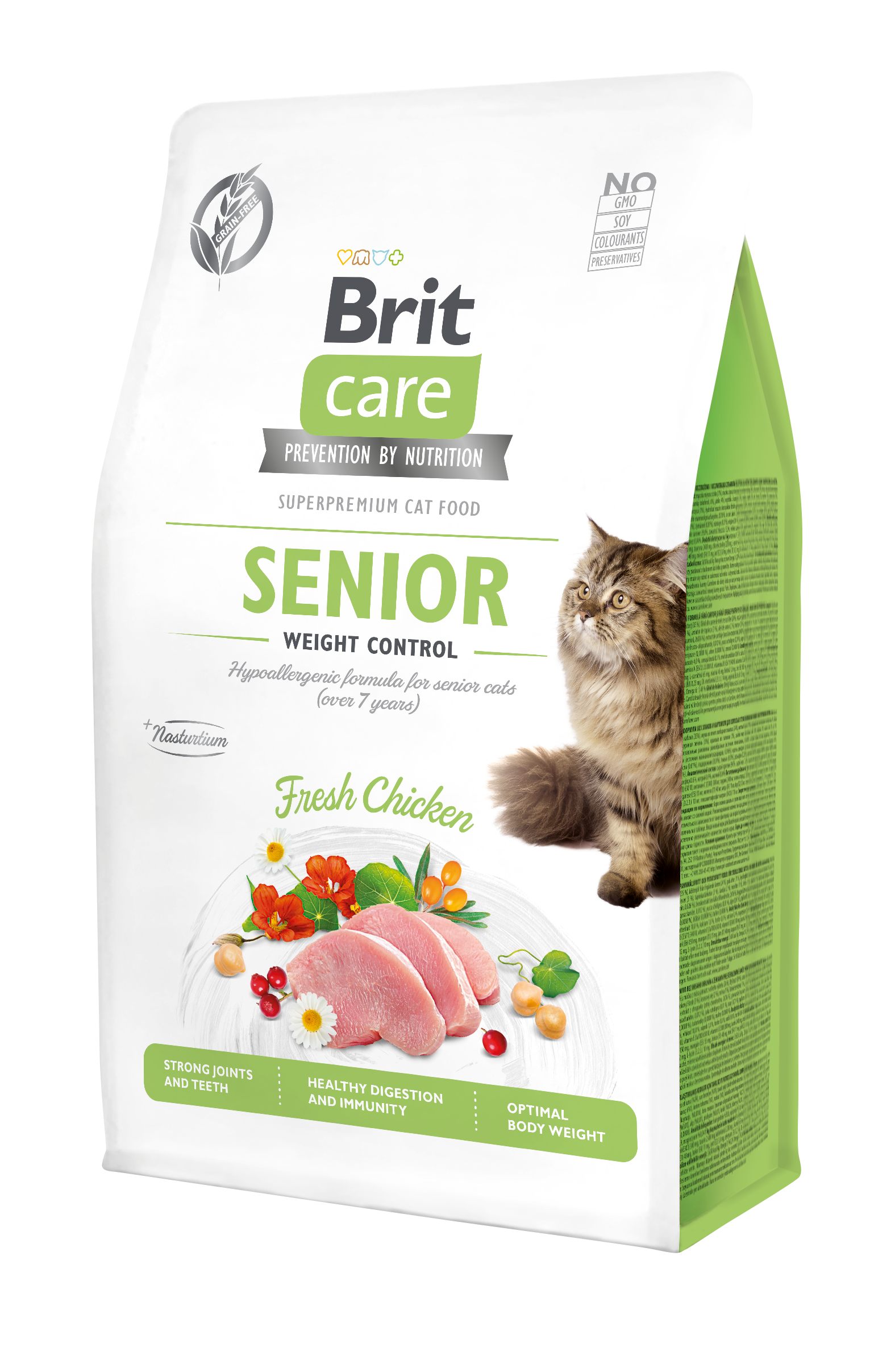 Brit Care Cat Grain-Free Senior, kurczak, 400 g Pełnoporcjowa karma sucha dla kotów starszych i sterylizowanych