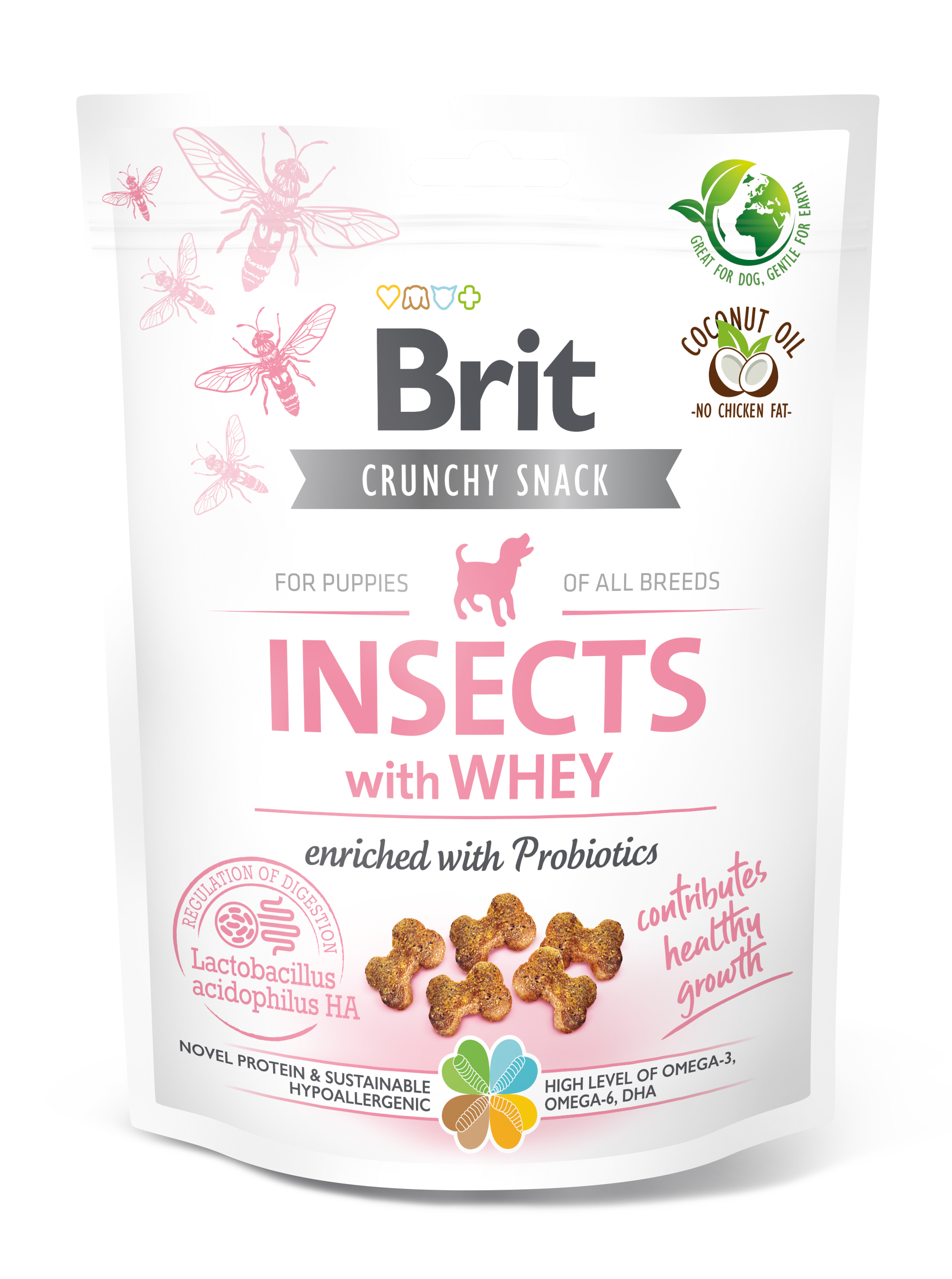 Brit Care Dog Crunchy Cracker Puppy, owady i serwatka, 200 g Uzupełniająca karma dla szczeniąt