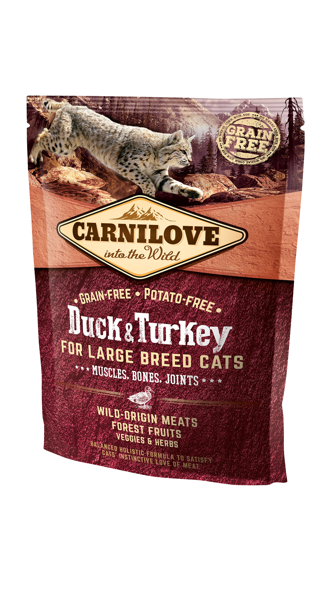 Carnilove Cat Large Breed, kaczka i indyk, 400g Pełnoporcjowa karma sucha dla kotów dużych ras