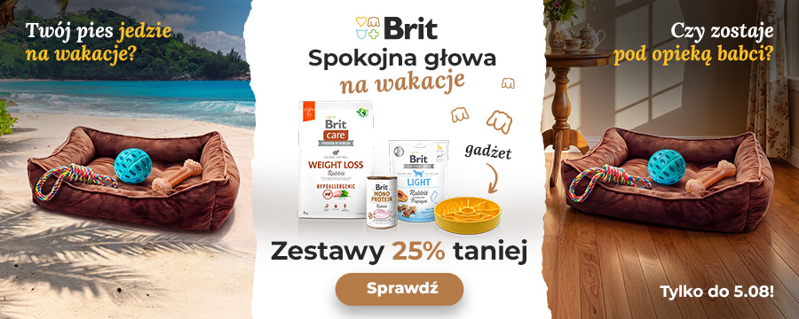 Baner informacyjny o promocji. Spokojna głowa na wakacje. Kup zestaw z gadżetem, w cenie -25%