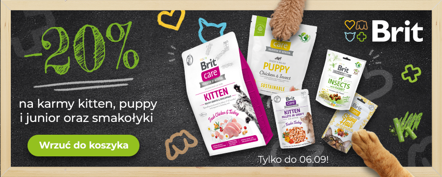 Baner informacyjny o promocji. Kliknij, aby przekierować TyDzień psa! -20% na artykuły dla psów ( z wykluczeniem kategorii Promocje i Outlet) Do każdego zakupu powyżej 150zł prezent gratis!