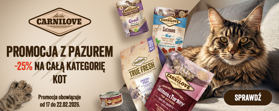 Baner informacyjny o promocji. Kliknij aby przekierować Promocja z pazurem, -25% na całą kategorię kot