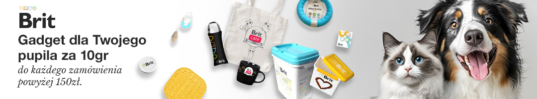 Baner informacyjny o promocji. Dodaj produkt za 10groszy w koszyku Gadżet dla Twojego pupila za 10 groszy do każdego zamówienia powyżej 150zł
