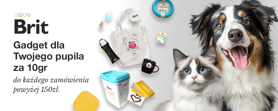 Baner informacyjny o promocji. Dodaj produkt za 10groszy w koszyku Gadżet dla Twojego pupila za 10 groszy do każdego zamówienia powyżej 150zł