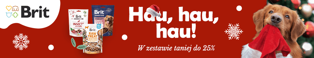 Baner informacyjny o promocjach. Kliknij, aby przekierować. Hau! hau! hau! W zestawie taniej do 25%