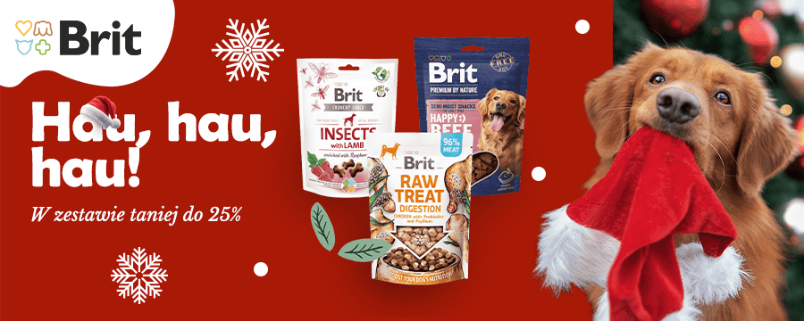 Baner informacyjny o promocjach. Kliknij, aby przekierować. Hau! hau! hau! W zestawie taniej do 25%