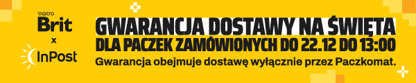Baner informacyjny o dostawie. Gwarancja dostawy na Święta dla paczek zamówionych do 22 grudnia do 13.00 do PACZKOMATÓW.